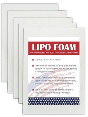 8 Pack Lipo Foam Pads - Sheets 8" x 11"; Post Surgery